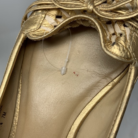 Kate Spade Gold Woven Loafers Size 7 - Picture 14 of 16